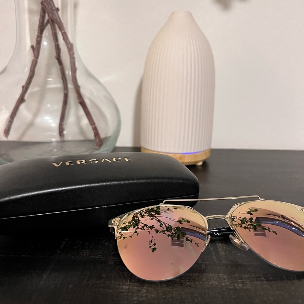 VERSACE MIRRORED PINK SUNGLASSES